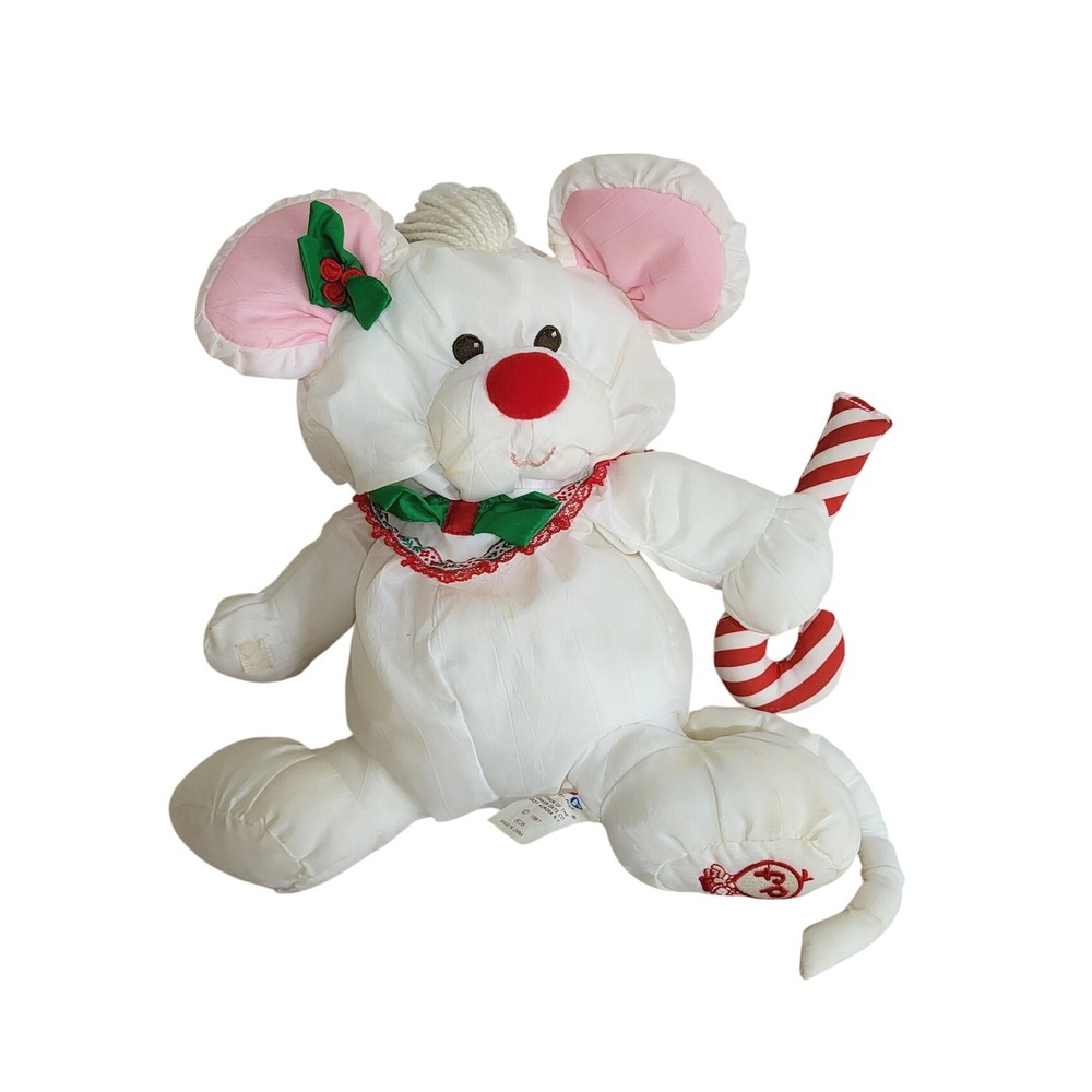 Vintage Fisher Price Puffalump Christmas Mouse 1987 White Candy‎ Cane Lace 8036